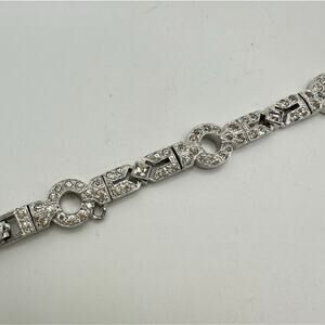 E.B. antique Art Deco 1930s 12kt white gold filled clear rhinestones bracelet